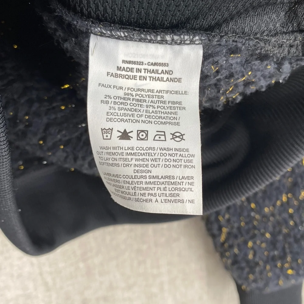 Nike Sportswear Sherpa Fleece Bomber Jacket XL Black Gold Sparkle Full Zip